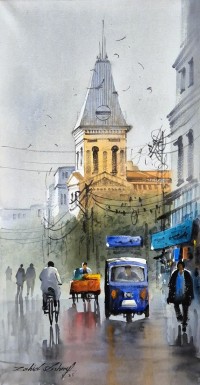 Zahid Ashraf, 12 x 24 inch, Acrylic on Canvas, Cityscape Painting, AC-ZHA-156